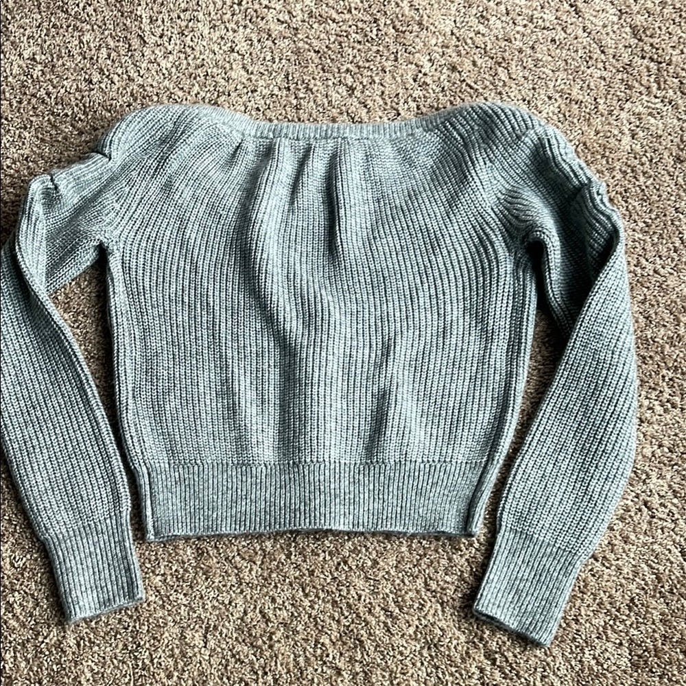 White House Black Market Gray Cropped Cardigan Size Medium - Picture 8 of 8